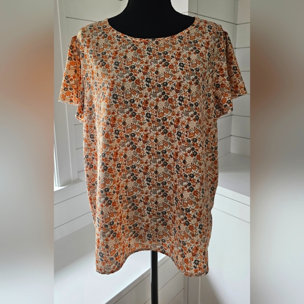 Orange and Black Boxy Blouse with Relaxed Fit